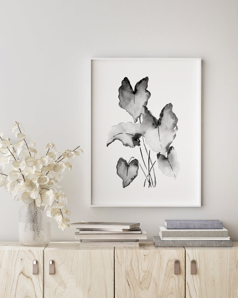 black and white philodendron prints Philodendron Hope Black and White Wall Art Print – Thilini Sokol Art