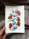 Rose Mallee Eucalyptus Original Painting Pen and Watercolour Wall Art Size 5 x 7 in