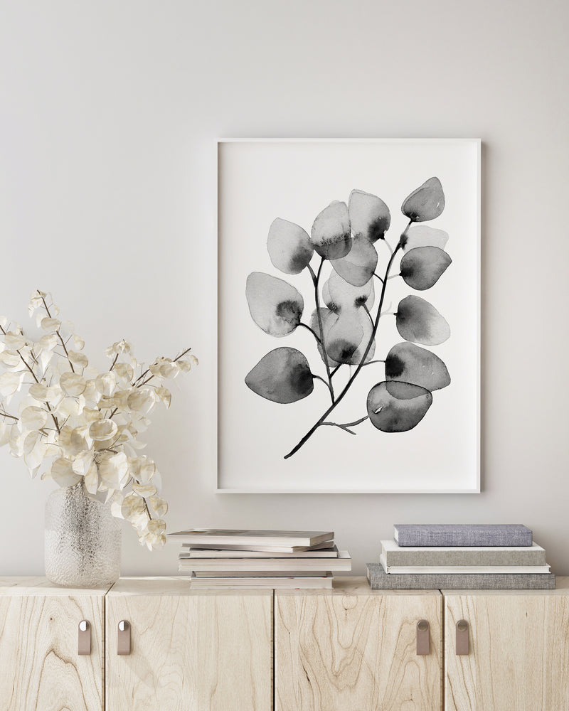 Silver Dollar Black and White Wall Art Print