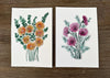 Original Paper Daisy and Chrysanthemum Bouquets' Watercolour Wall Art Set of 2 Size 5 x 7 in