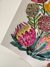 Protea Delight Wall Art Original Watercolour Painting 9 x 12 in