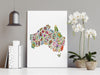 Australia in Bloom - Map of Australia Native Floral Wall Art
