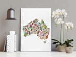 Australia in Bloom - Map of Australia Native Floral Wall Art