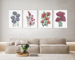 4 Set Australian Botanical Delights Watercolour Canvasses and Prints Collection