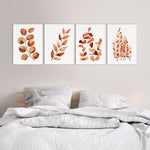 4 Brown Gum Leaf Set Wall Art Canvasses and Prints Collection