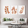 Set of 3 Brown Gum Leaf Sets Watercolour Brown Eucalyptus Canvasses and Prints