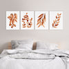 4 Set Brown Gum Leaf Watercolour Canvasses and Prints For Your Home