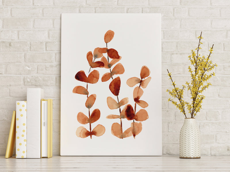 Brown Gum Leaf Set (5) Wall Art Print