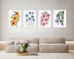 A Symphony of Blooms Collection of 4 Australian Floral Artworks Watercolour Canvasses and Prints Collection