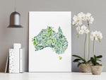 Gum Leaf Treasures - Map of Australia Gum Leaf Wall Art