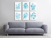 Blue Gum Leaf Watercolour Wall Art Print Set