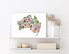 Australia in Bloom - Map of Australia Native Floral Wall Art
