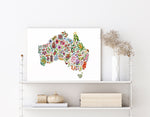 Australia in Bloom - Map of Australia Native Floral Wall Art