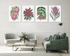 Set of 4 Australian Native Flower Vibrant Elegance Watercolour Canvasses and Prints Collection