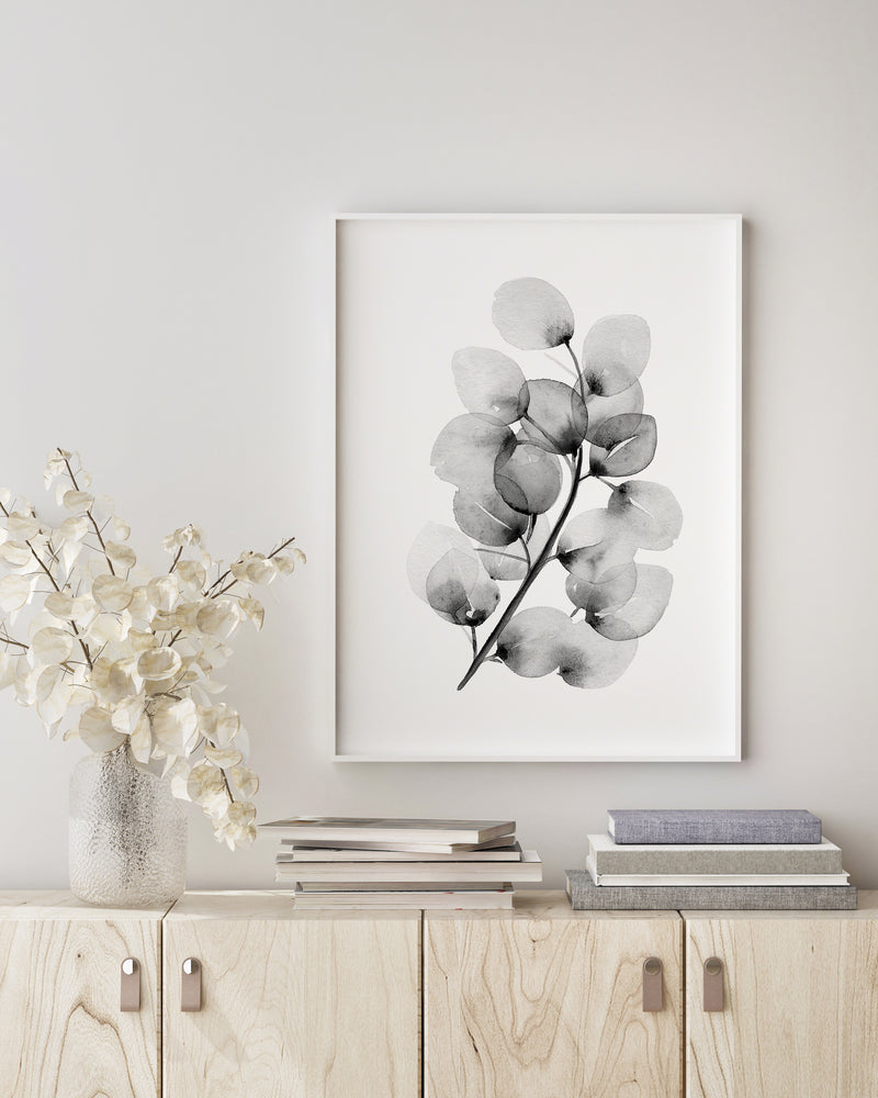 Gum Drop Eucalyptus Black and White Wall Art Print