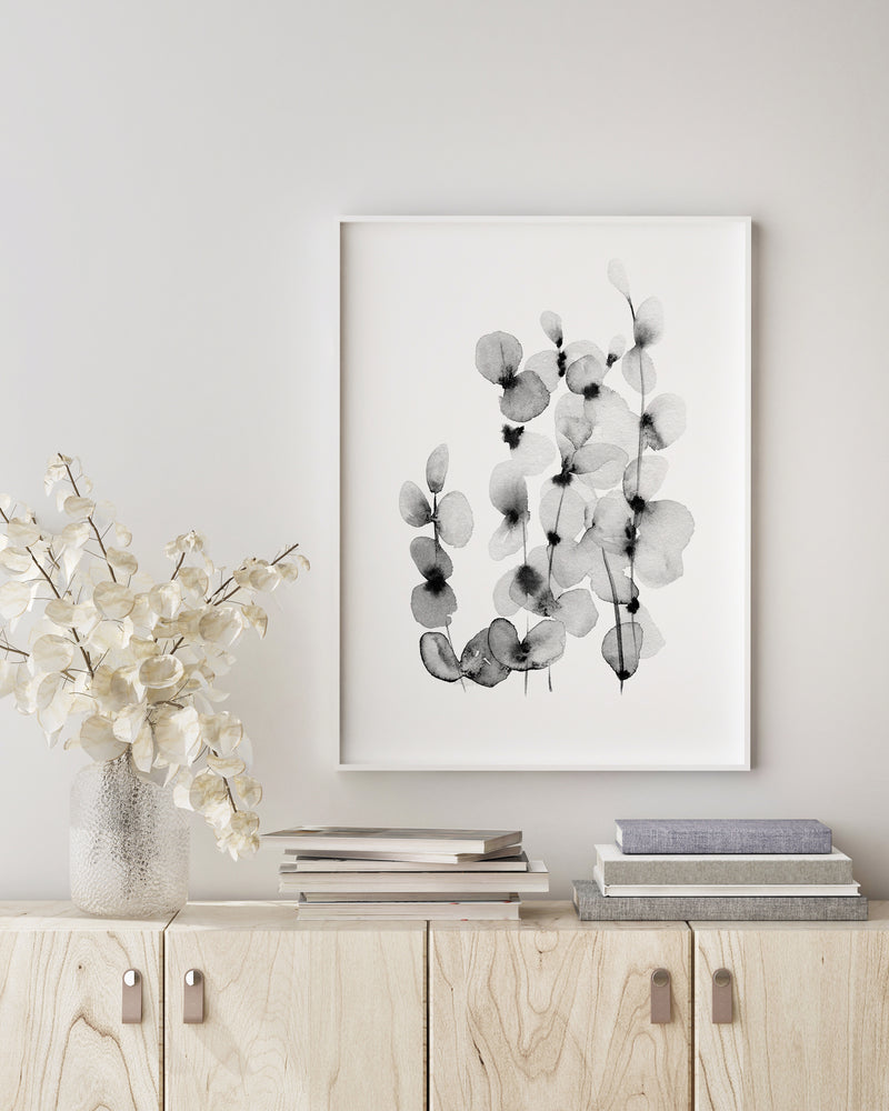 Gunni Eucalyptus Black and White Wall Art Print