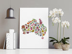 Australia in Bloom - Map of Australia Native Floral Wall Art