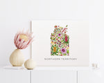 Northern Territory Blossoms - State Native Flower Map Wall Art and Canvas