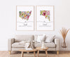 Personalized Australian Floral State Couple Maps  - Native Floral Map Wall Art