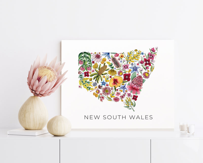 Floral Splendor of New South Wales - Native Flower Map Wall Art