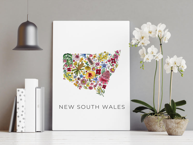 Floral Splendor of New South Wales - Native Flower Map Wall Art