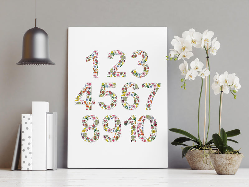 Australian Native Floral Number Chart 1 - 10 Wall Art Print and Canvas