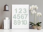 Australian Gum Leaf Number Chart 1 - 10 Wall Art Print and Canvas