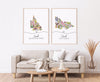 Personalized Australian Floral State Couple Maps  - Native Floral Map Wall Art