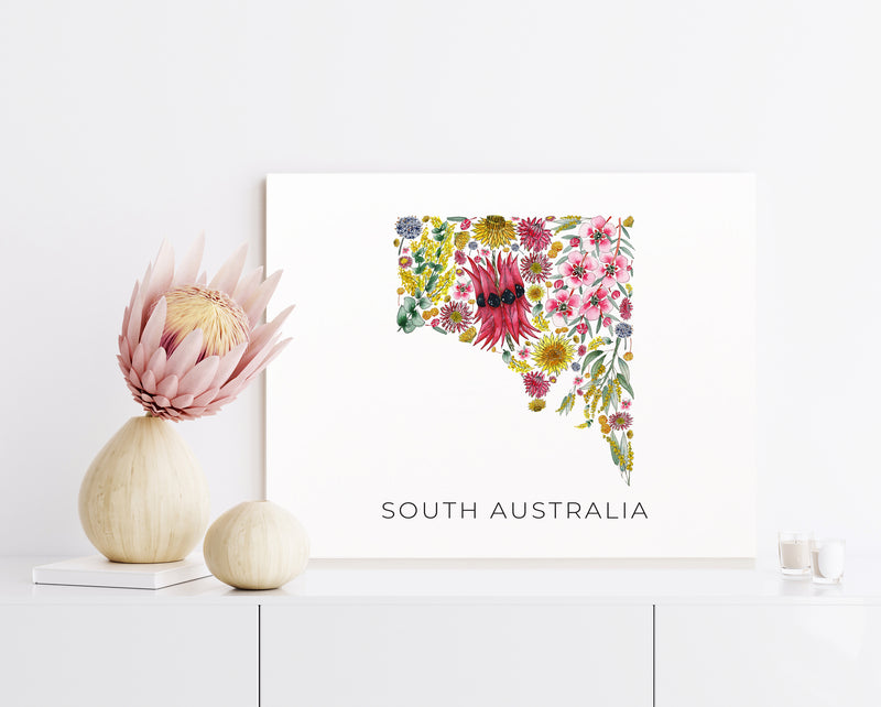 Floral Delights of South Australia - State Native Flower Map Wall Art