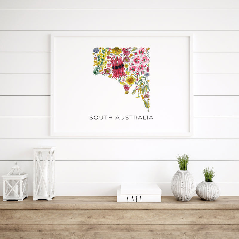 Floral Delights of South Australia - State Native Flower Map Wall Art