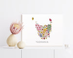 Tasmanian Blooms - Native Flower Map Wall Art