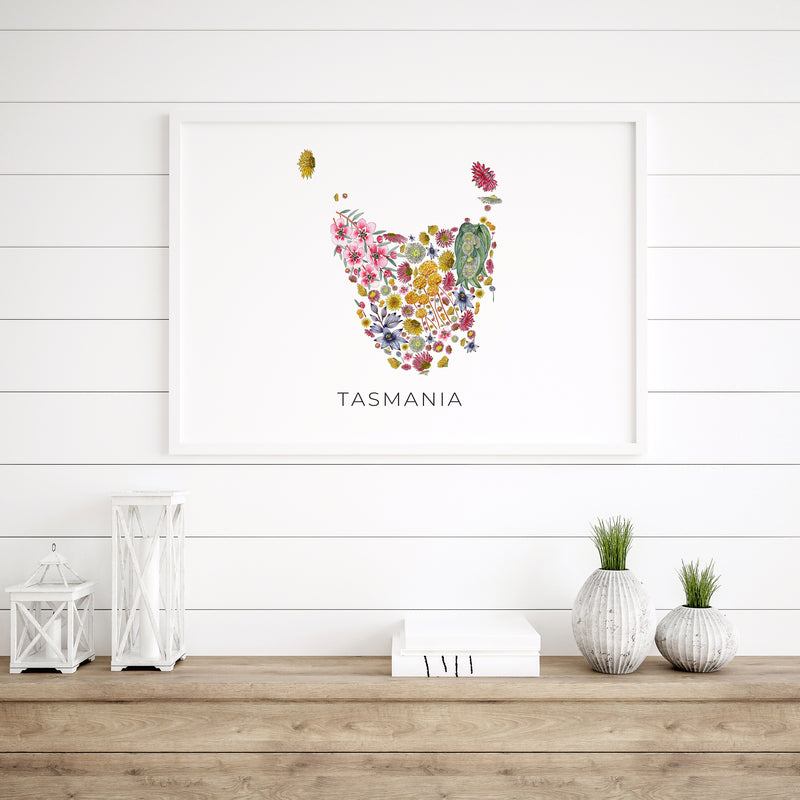 Tasmanian Blooms - Native Flower Map Wall Art