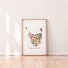 Tasmanian Blooms - Native Flower Map Wall Art