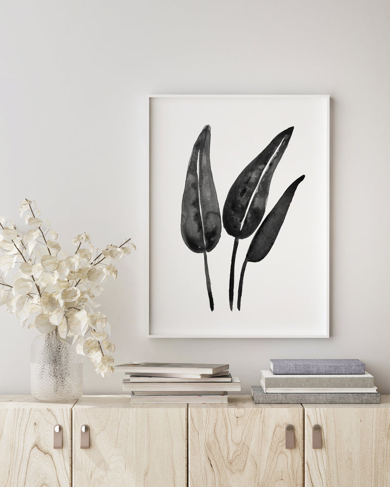 Bird of Paradise Black and White Wall Art Print