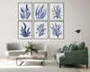 Set of 6 Blue Corals and Seaweed Canvasses and Prints Watercolour Wall Decor