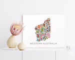 Wildflowers of Western Australia - State Floral Map Wall Art