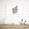 Wildflowers of Western Australia - State Floral Map Wall Art