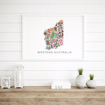 Wildflowers of Western Australia - State Floral Map Wall Art