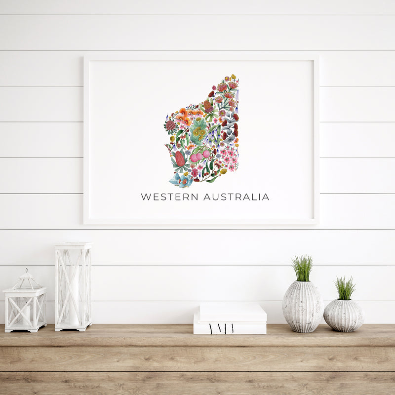 Wildflowers of Western Australia - State Floral Map Wall Art