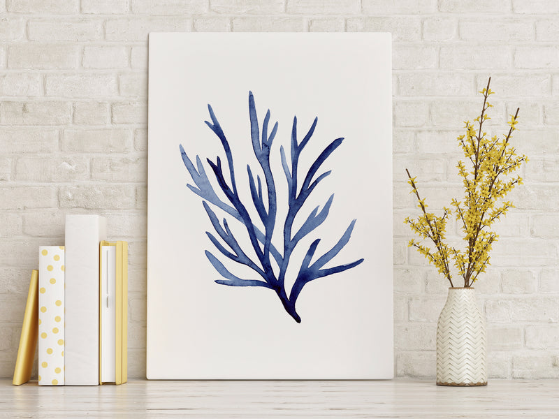 Codium Algae Blue Coastal Coral Watercolour Art Prints