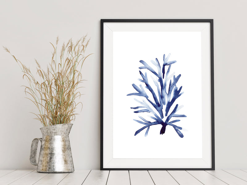 Staghorn Coral Blue Nautical Watercolour Prints