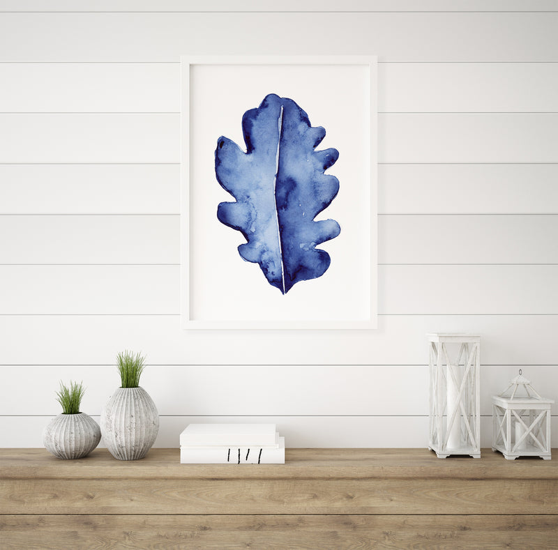 Oak Watercolour Print Blue Wall Decor