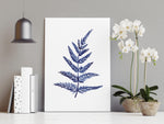 Silver Fern Leaf Print Blue Wall Art Decor