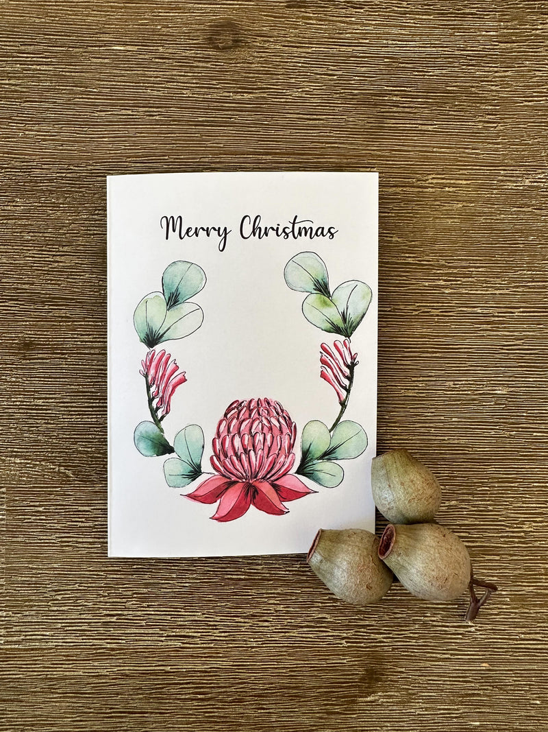Australian Floral Christmas Cards Pack 4x6" With Envelope