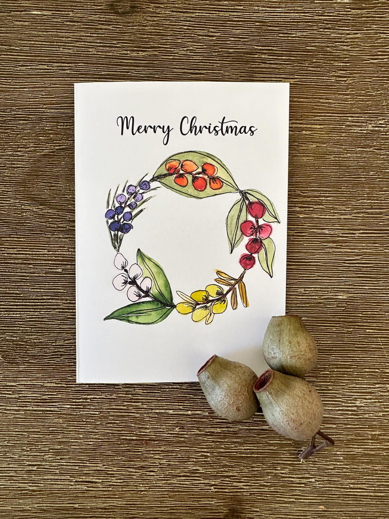 Australian Floral Christmas Cards Pack 4x6" With Envelope