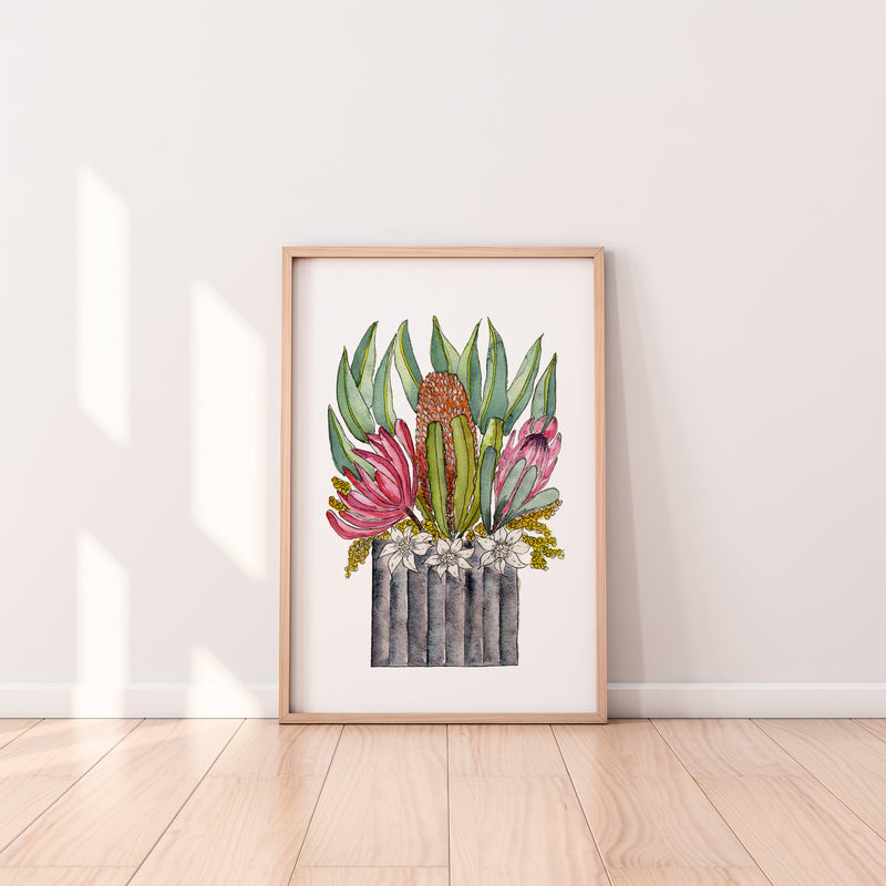 Native Flower Vase Wall Art Print