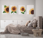 Set of 4 Sunflower Art Prints