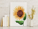 Yellow Sunflower Print Watercolour Art Decor