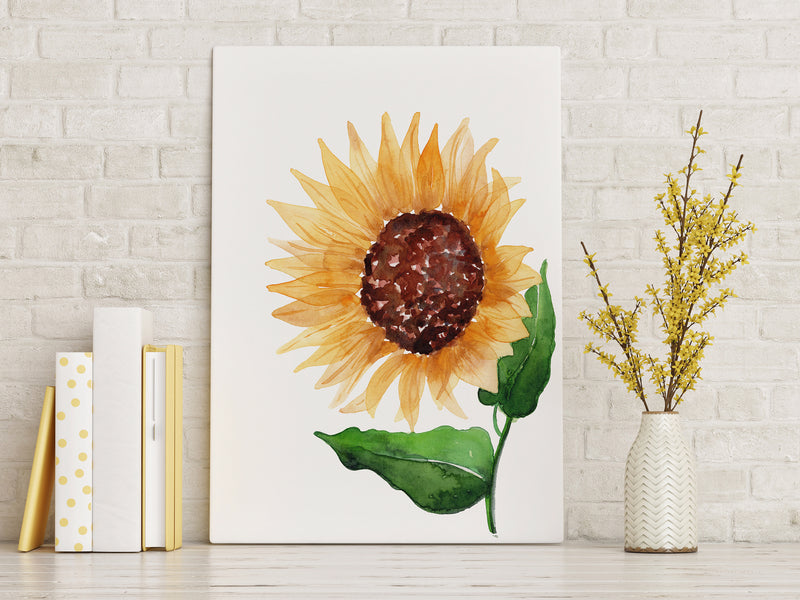 Yellow Sunflower Print Watercolour Art Decor