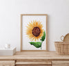 Yellow Sunflower Print Watercolour Art Decor